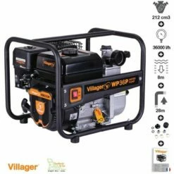 Pompe à Eau Thermique 212cm3 5,6cv Débit 36000 L/h Villager WP36P - Noir
