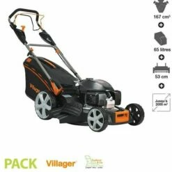 Tondeuse Thermique Propulsée 4 En 1 167 Cm3 Moteur Honda OHV Vitesse Variable VILLAGER Falcon 6111 H - Noir