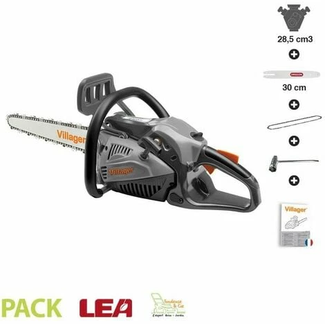 Tronçonneuse élagueuse Thermique 1,4cv 29cc Guide Oregon 30 Cm Anti-vibration Villager VGS 3011PE - Gris