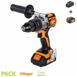 VILLAGER Perceuse électrique Sur Batterie Poignée Latérale Avec Batterie Et Chargeur Fuse VLP 5120 - Noir
