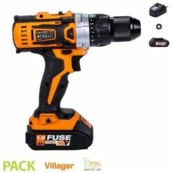 Perceuse Visseuse électrique Sans Fil 18V Avec Batterie Et Chargeur Fuse VLN 5220 Fuse Villager - Orange