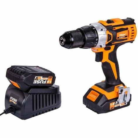 Perceuse Visseuse électrique Sans Fil 18V Avec Batterie Et Chargeur Fuse VLN 5220 Fuse Villager - Orange – Image 2