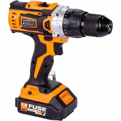 Perceuse Visseuse électrique Sans Fil 18V Avec Batterie Et Chargeur Fuse VLN 5220 Fuse Villager - Orange – Image 4