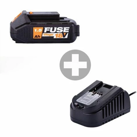Batterie Lithium Ion 18 Volts 1,5Ah Avec Chargeur 2.4A Villager Fuse