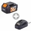 Batterie Lithium Ion 18 Volts 3Ah Avec Chargeur 2.4A Villager Fuse - Orange