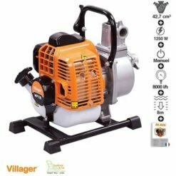 Motopompe Thermique 2 Temps 8m3 Par Heure Raccord 1 Pouce Villager WP10E - Orange