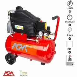Compresseur D'air 1100W 1,5cv Cuve 24 Litres Villager AGM24l