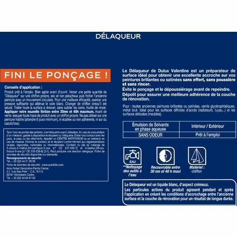 Delaqueur Pour Ancienne Peinture Ou Vernis Dulux Valentine 0,5L – Image 2