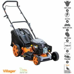 Tondeuse à Gazon Mulching Briggs Stratton Coupe 46cm Villager Prime 4111B - Orange