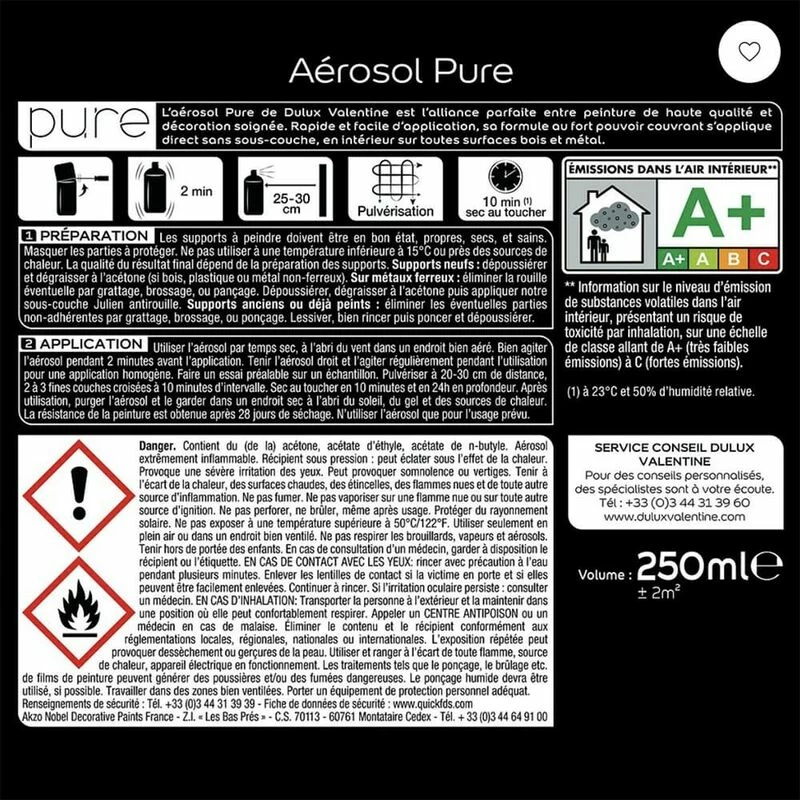 Bombe De Peinture Murs & Boiseries Dulux Valentine Pure Flanelle 0,25 L - Flanelle – Image 3