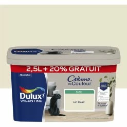 DULUX VALENTINE Crème De Couleur Satin 2.5L +20% Gratuit