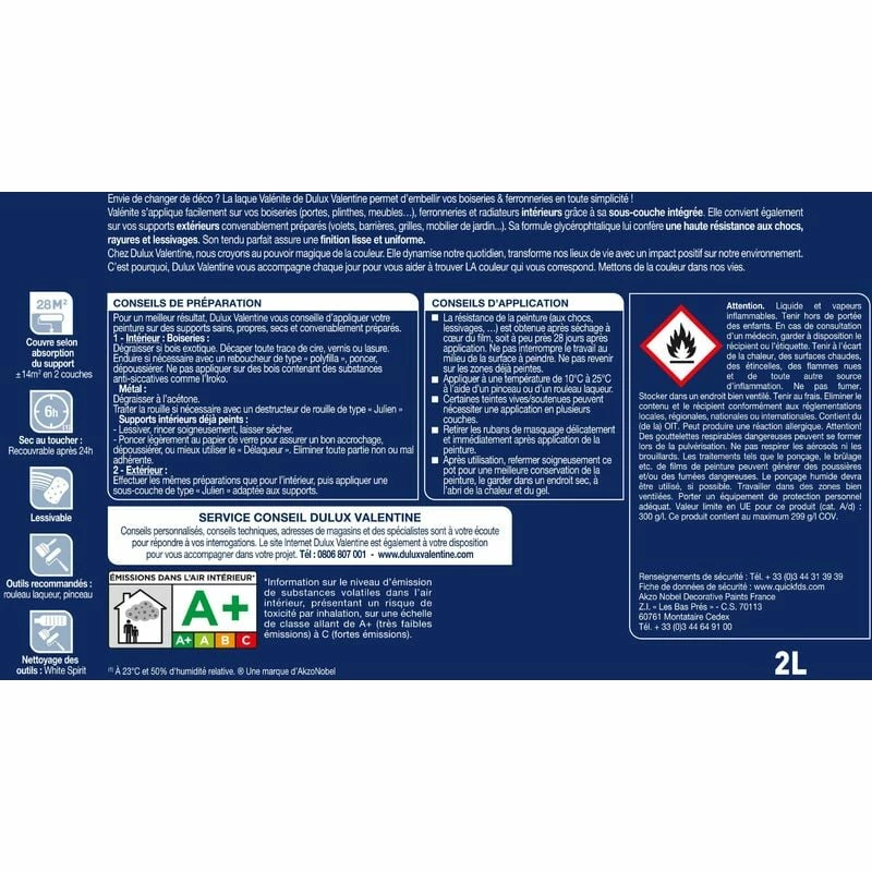 Peinture + Accessoires Laque Valénite Satin Gris Alpaga 2 L - Dulux Valentine - Gris Alpaga – Image 5