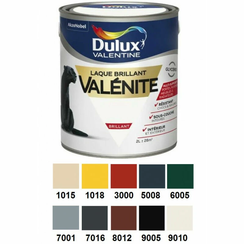 Laque Valénite Brillant Au RAL 2L DULUX VALENTINE - Plusieurs Modèles Disponibles