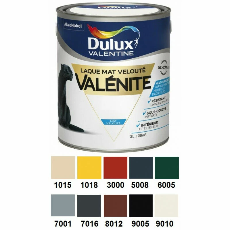 Laque Valénite Mat Velouté Au RAL 2L DULUX VALENTINE - Plusieurs Modèles Disponibles