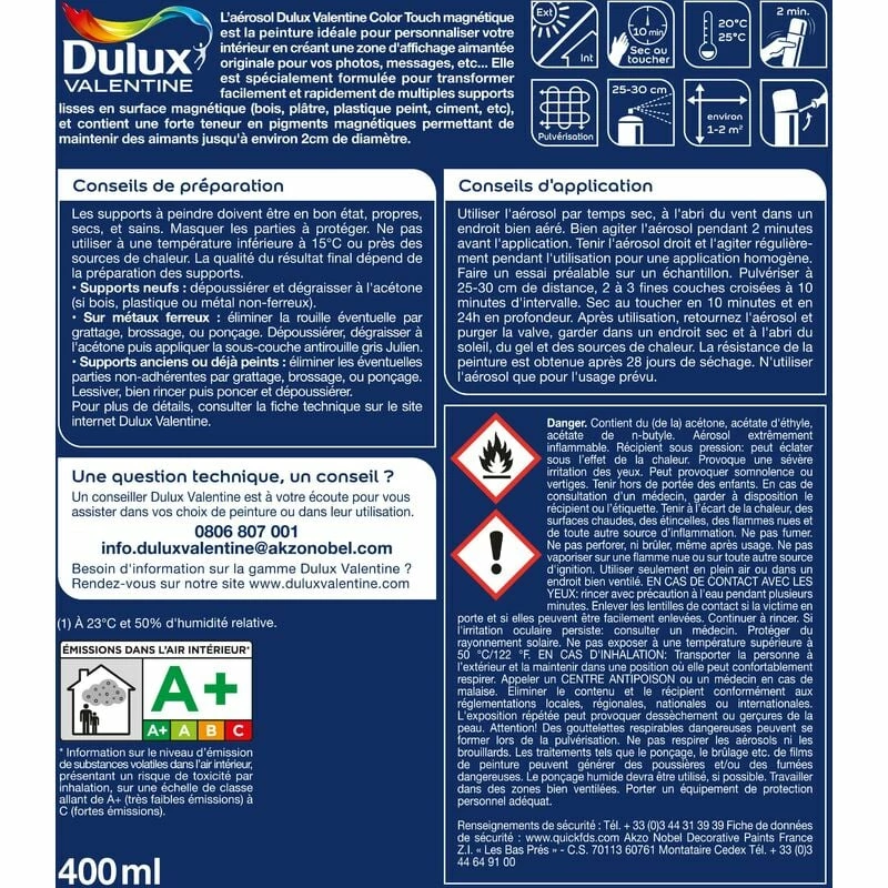 Peinture Aérosol Color Touch - Effet Magnétique 400 Ml - Dulux Valentine - Magnétique – Image 4