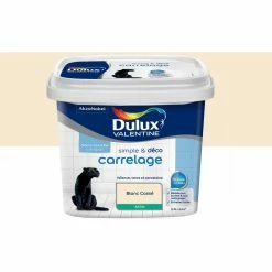 DULUX VALENTINE Peinture Carrelage Blanc Cassé Finition : Satin | 0,5 L - Blanc Cassé