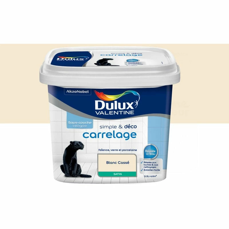 DULUX VALENTINE Peinture Carrelage Blanc Cassé Finition : Satin | 0,5 L - Blanc Cassé