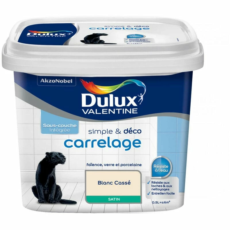 DULUX VALENTINE Peinture Carrelage Blanc Cassé Finition : Satin | 0,5 L - Blanc Cassé – Image 3