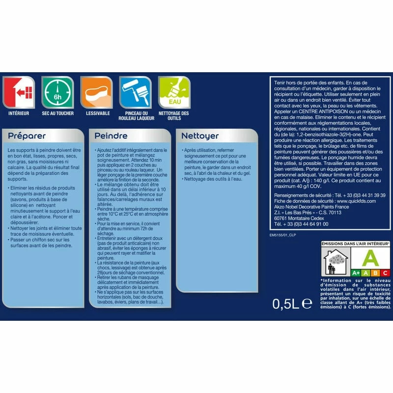 DULUX VALENTINE Peinture Carrelage Blanc Cassé Finition : Satin | 0,5 L - Blanc Cassé – Image 4