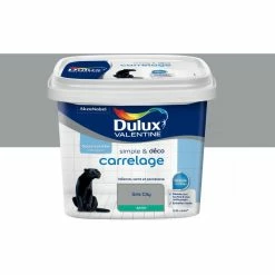 DULUX VALENTINE Peinture Carrelage Gris City Finition : Satin | 0,5 L - Gris City