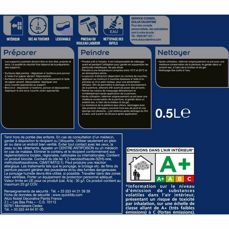 Peinture De Rénovation Magnétique Mat Gris 0,5 L - Dulux Valentine - Gris – Image 4