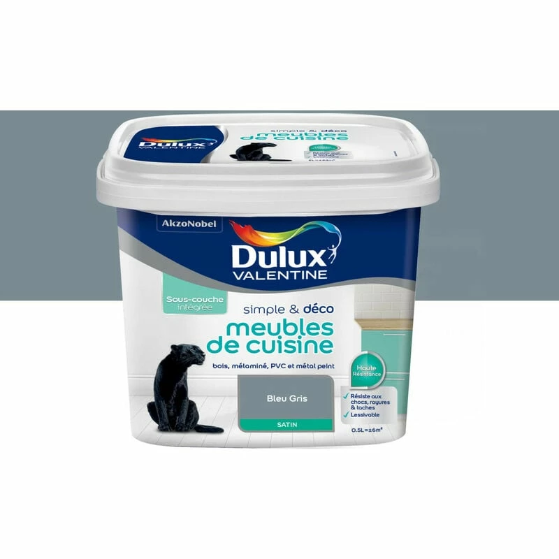 Peinture De Rénovation Simple & Deco Meubles De Cuisine Satin Bleu Gris 2 L - Dulux Valentine - Bleu Gris