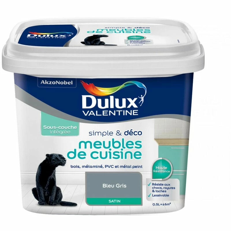 Peinture De Rénovation Simple & Deco Meubles De Cuisine Satin Bleu Gris 2 L - Dulux Valentine - Bleu Gris – Image 3