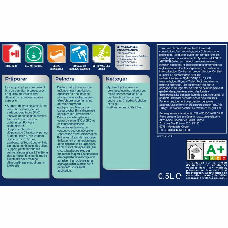 Peinture De Rénovation Simple & Deco Meubles De Cuisine Satin Bleu Gris 2 L - Dulux Valentine - Bleu Gris – Image 4