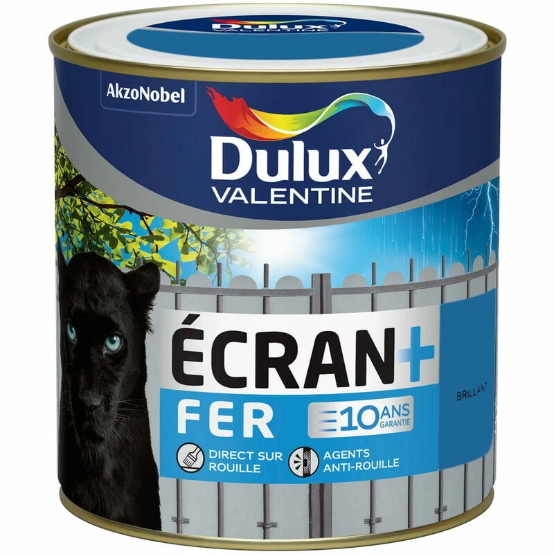 DULUX VALENTINE Peinture Écran + Fer Bleu Breton Finition : Brillant | 0,5 L - Bleu Breton – Image 3
