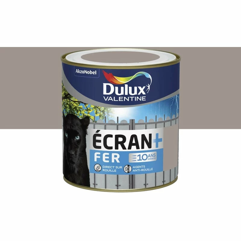 DULUX VALENTINE Peinture Écran + Fer Terre Cendrée Finition : Brillant | 0,5 L - Terre Cendrée