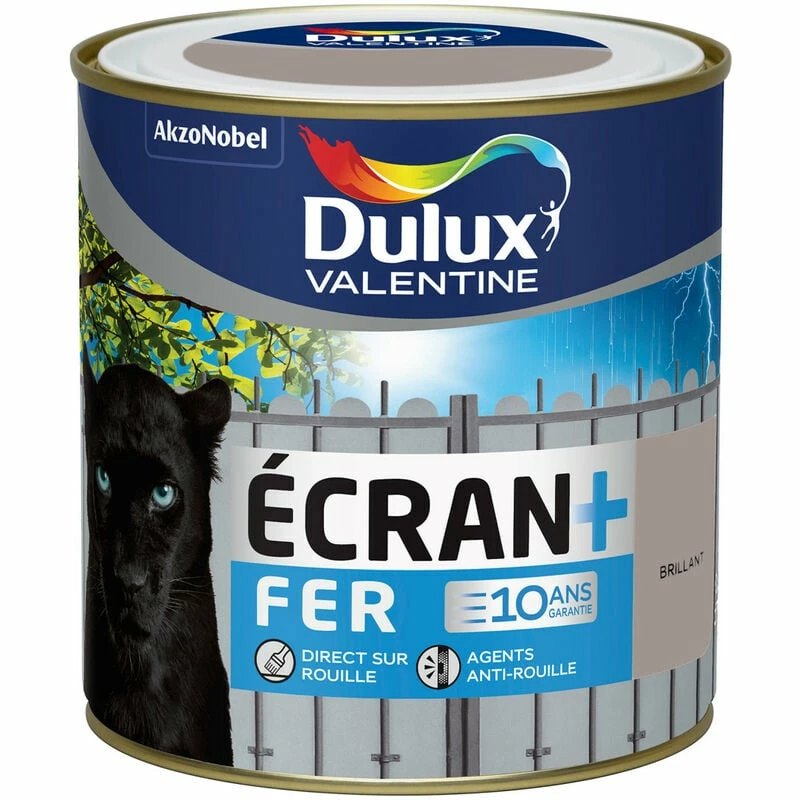 DULUX VALENTINE Peinture Écran + Fer Terre Cendrée Finition : Brillant | 0,5 L - Terre Cendrée – Image 3