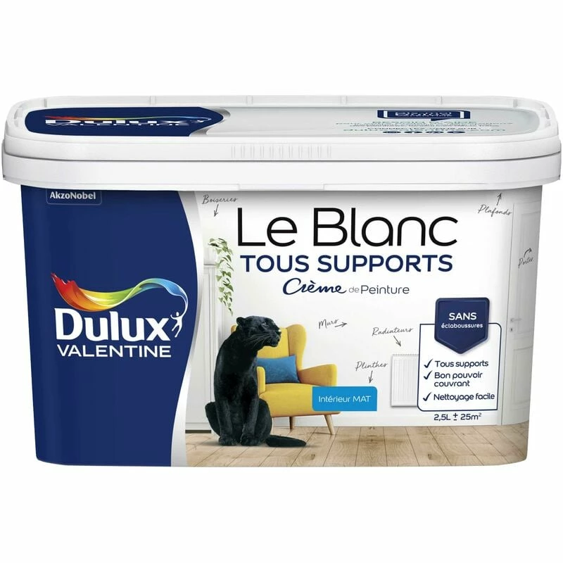 DULUXVALENTINE Peinture Le Blanc Tous Supports Crème De Peinture - Dulux Valentine