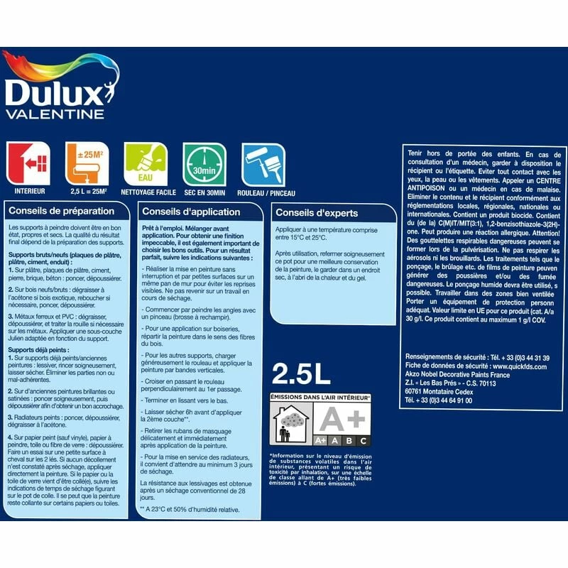 DULUXVALENTINE Peinture Le Blanc Tous Supports Crème De Peinture - Dulux Valentine – Image 5