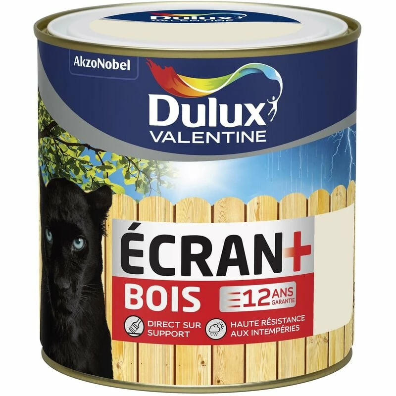 DULUXVALENTINE Peinture Ecran+ Bois Satin Blanc Crème (RAL 9001) 0,5 L - Dulux Valentine - Blanc Crème (RAL 9001)