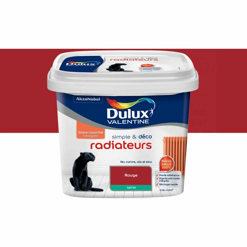DULUX VALENTINE Peinture Radiateurs Rouge Finition : Satin | 0,5 L - Rouge