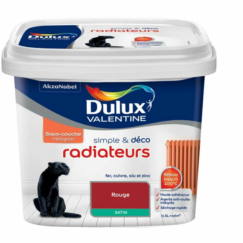 DULUX VALENTINE Peinture Radiateurs Rouge Finition : Satin | 0,5 L - Rouge – Image 3