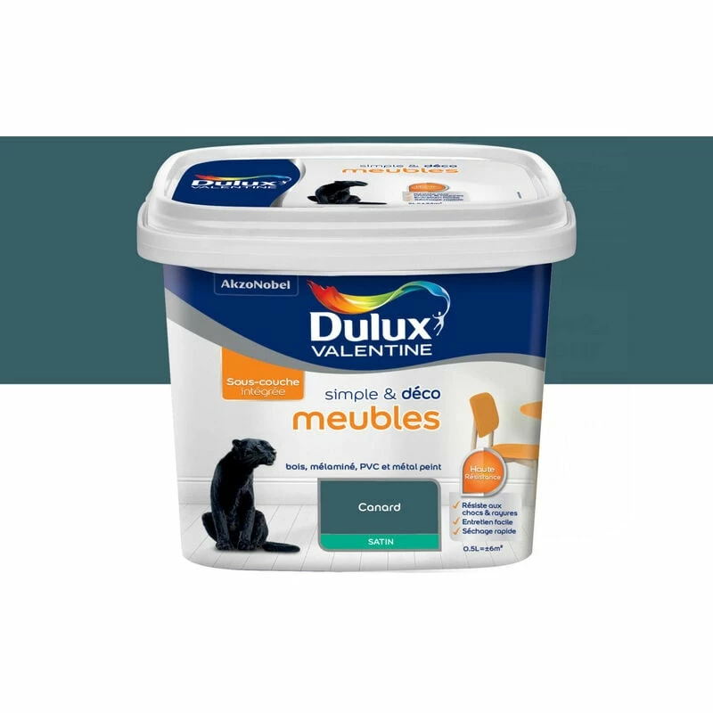 DULUX VALENTINE Peinture Simple & Déco Meubles Canard Finition : Satin | 0,5 L - Canard
