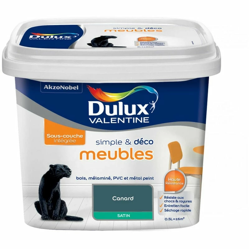 DULUX VALENTINE Peinture Simple & Déco Meubles Canard Finition : Satin | 0,5 L - Canard – Image 3