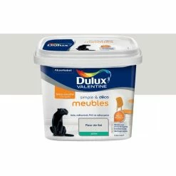 DULUX VALENTINE Peinture Simple & Déco Meubles Fleur De Sel Finition : Satin | 0,5 L - Fleur De Sel