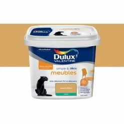 DULUX VALENTINE Peinture Simple & Déco Meubles Jaune Rétro Finition : Satin | 0,5 L - Jaune Rétro