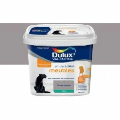 DULUX VALENTINE Peinture Simple & Déco Meubles Taupe Intense Finition : Satin | 0,5 L - Taupe Intense